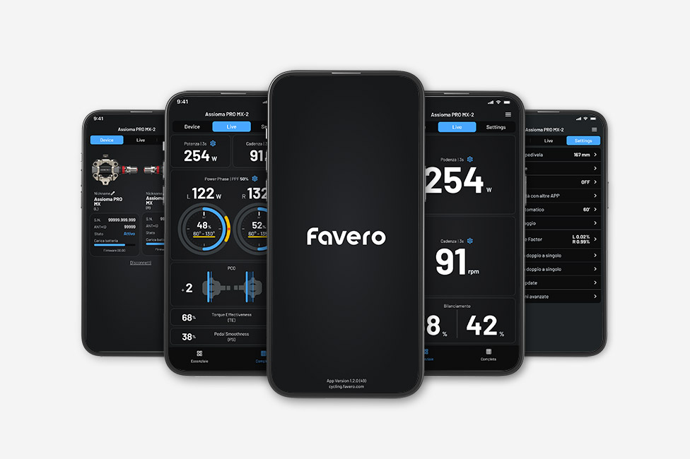 App Favero Assioma varie schermate